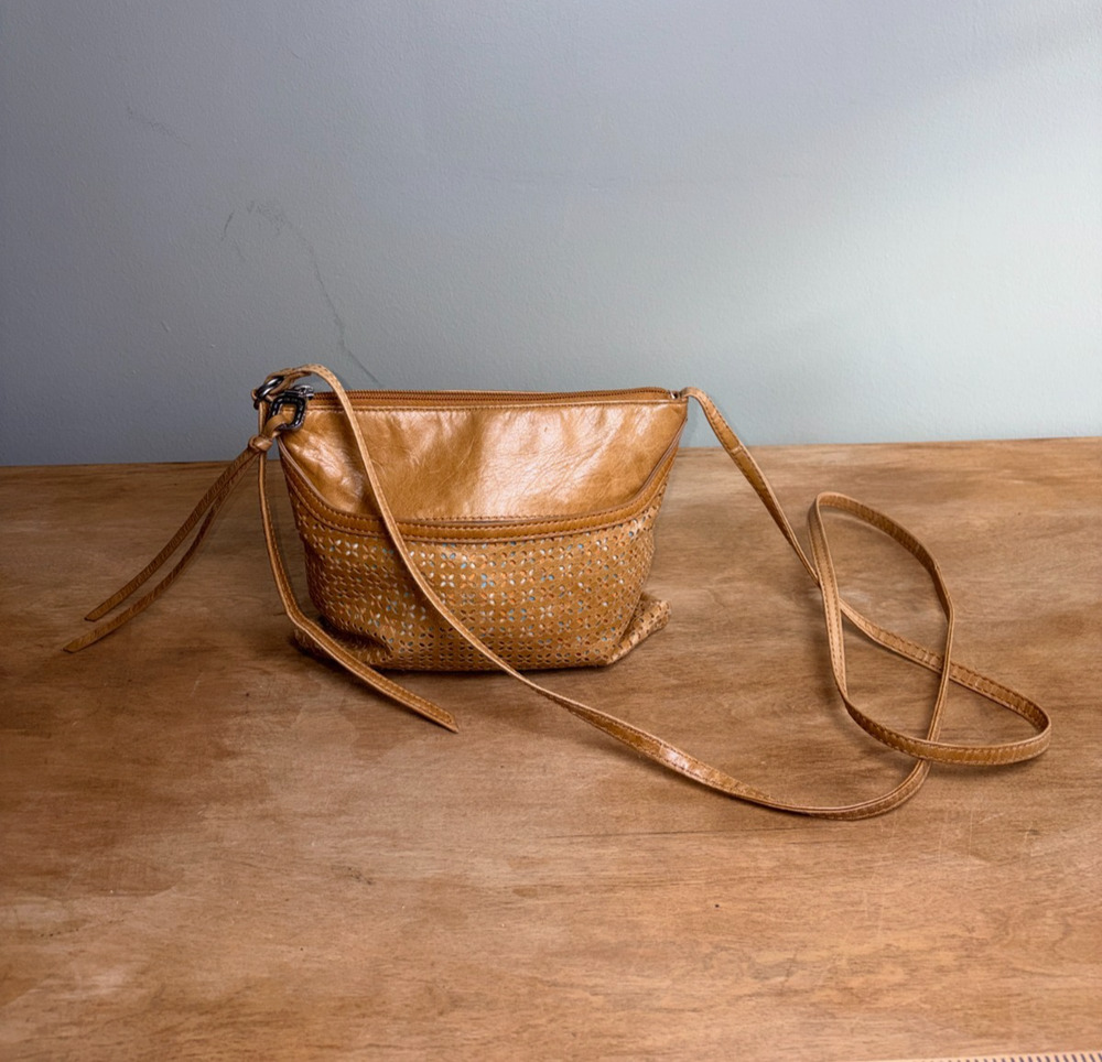 HOBO International The Original Tan Leather Small Crossbody Bag Zip Top